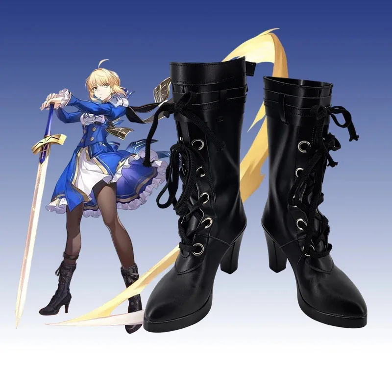 Sapatos de cosplay qq28LQSaber – Botas personalizadas Artoria Pendragon série Fate Honkai