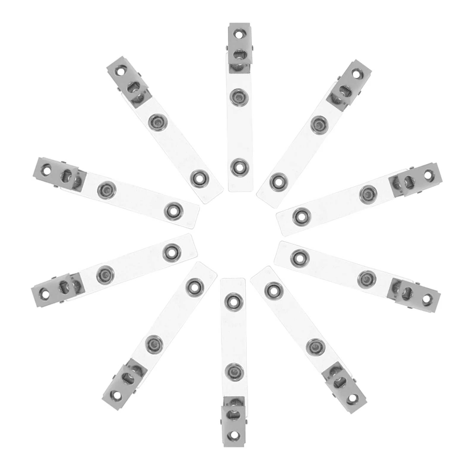 

50pcs Metal Badge Clips Clear Pvc Straps Double Hole Work Id Holders For Office Hospital Name Tags Employee Cards