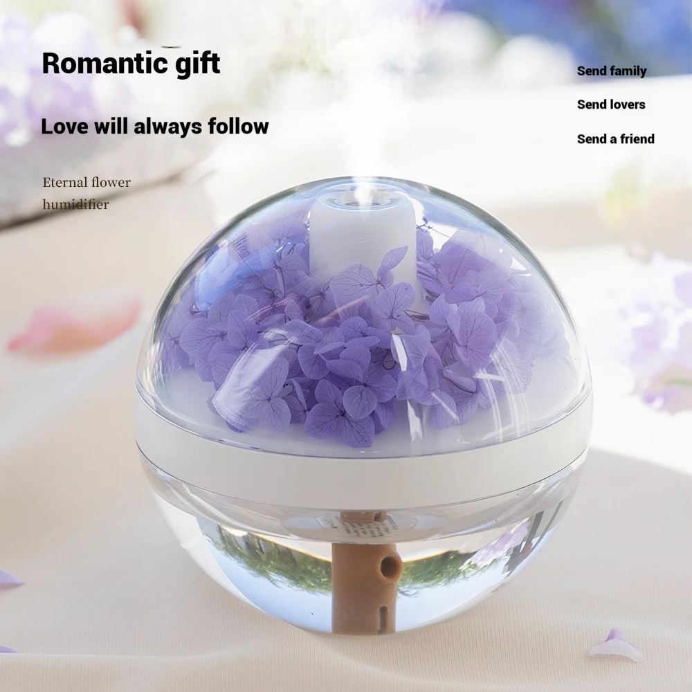 USB Humidifier with Eternal Rose Mood Light Mini Air Humidifier for Home Office Desk Creative Gift for Women Men Birthday