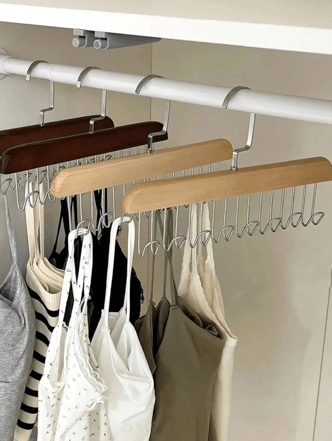 3-Pack Wooden Hangers with 8 Rotatable Hooks, Space-Saving for Multi Clothes, Great for Daily Use and Holiday Gifts.