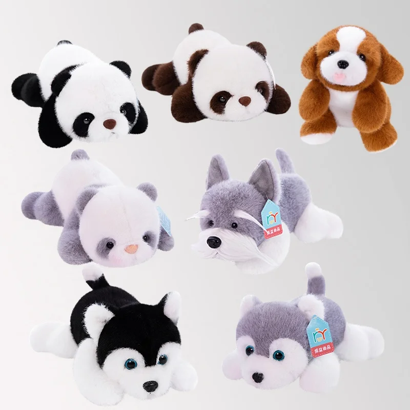 Adorable Famous Dog Husky Schnauzer St Bernard Plush Toy Cute Stuffed Animal Pillow Soft Lifelike Panda Doll for Kids Xmas Gift