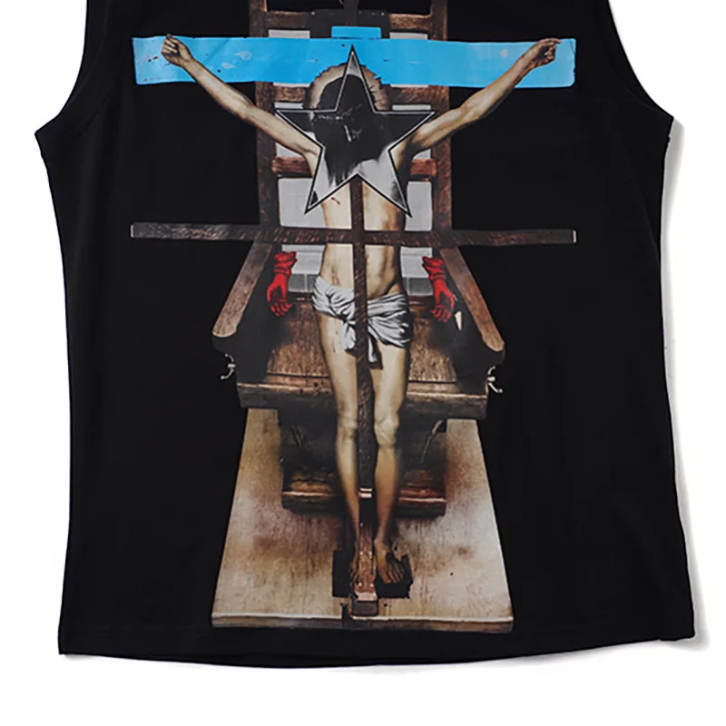 New High 2019 Novelty Men Fashion Tee Shirts Jesus Cross Star Top Hip Hop Skateboard Street Cotton Tee Tank Tops Dog #N127