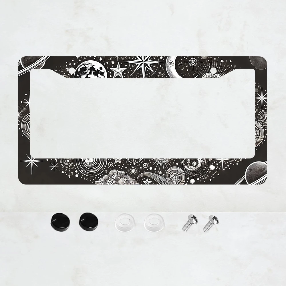 

Рамка для номерного знака Galaxy, 1 шт., психоделический дизайн, звездное небо, космические звезды, алюминиевая рамка для номерного знака - 6 x 12 дюймов, стандартный размер США