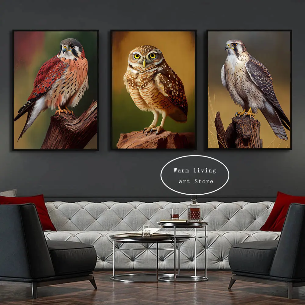 Barn Owl Longeared Owl Snowy Owl Poster Peregrine Falcon Prairie Falcon Canvas Painting Modern Animal Art Picture Home Decor