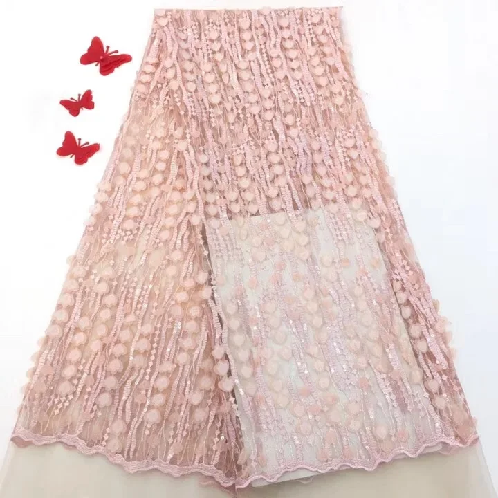 

French Lace Fabric High Class African Laces Fabric Double Organza With Pearls Embroidery For Sewing Beauty RF60