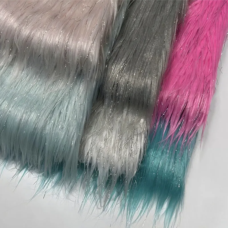 10cm Sliver Wool Designer Fabric Plush Carpet Gorgeous Stage Costume Shooting Background DIY Fabric