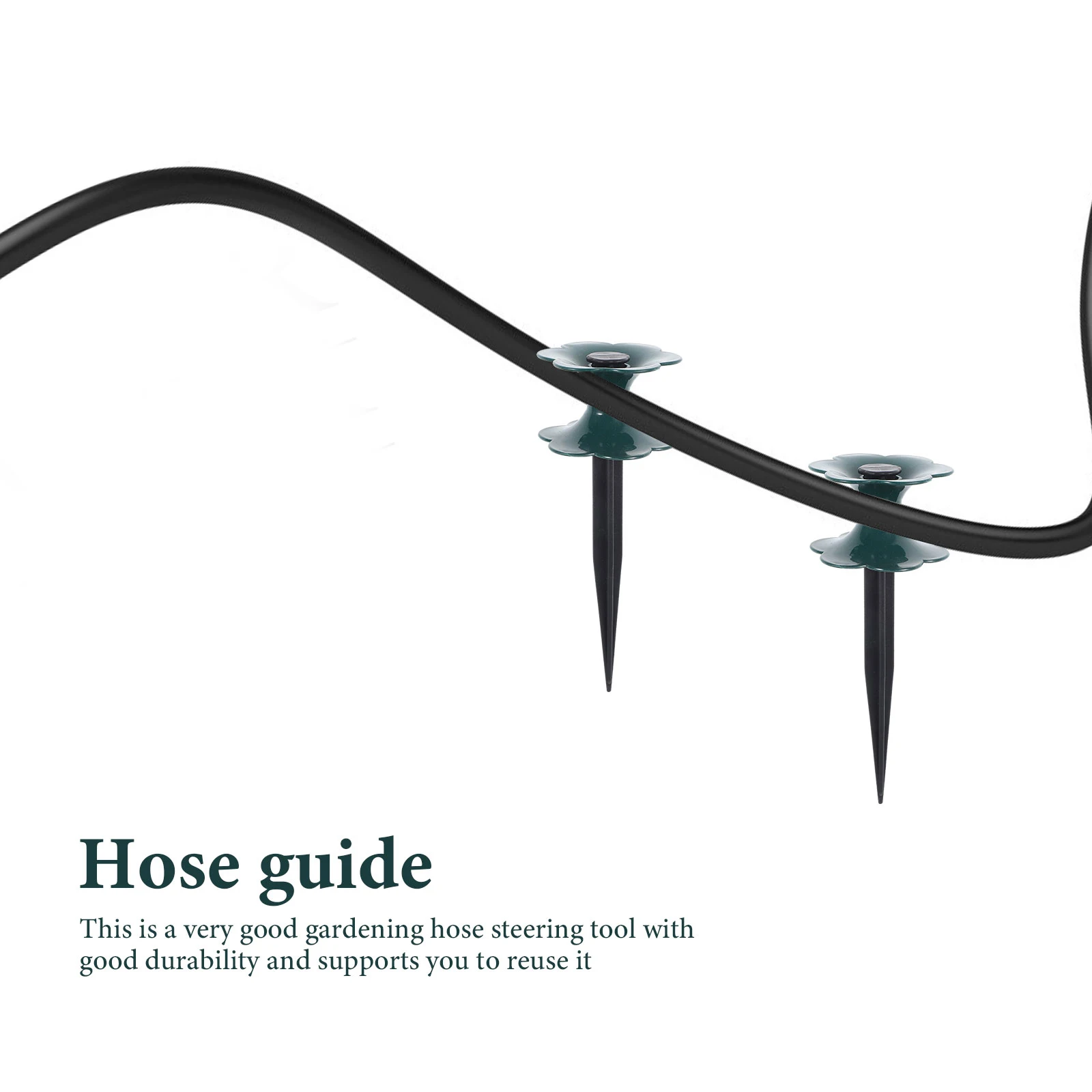 

2 Pcs Hose Watering Pipe Wheel Black Guides Lawn Spike Plant Plants Flower Garden Stake