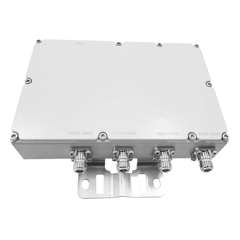 Low PIM Quadplexer 1710-1880MHz 1920-2170MHz 2500-2690MHz 3300-3800MHz Quad-band Combiner