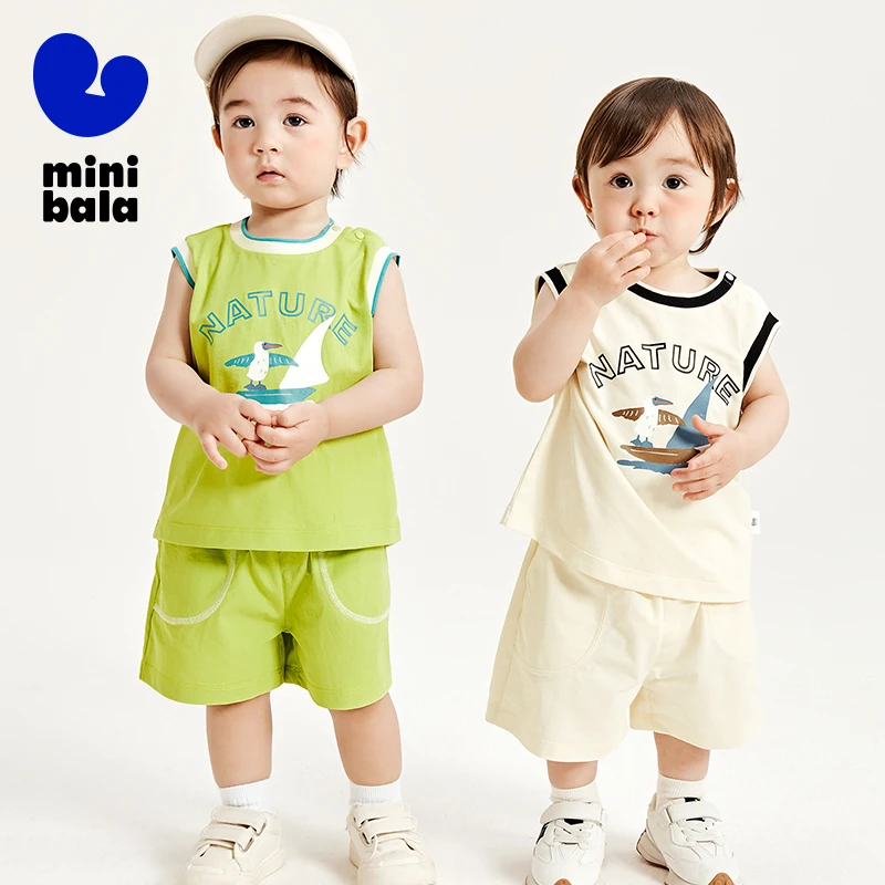 Mini Bala Short Sleeve Set Unisex Children Short Sleeve Sports Set Basketball Vest Quick-Dry Outdoor T-Shirt