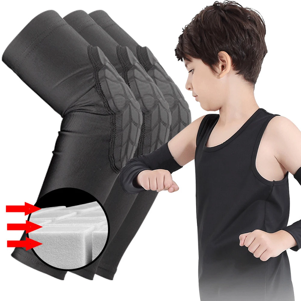 

1Pcs Kids Arm Elbow Sleeves,Honeycomb Crashproof Arm Elbow Pads knee brace for Youth Adult Sports Football Basketball Volleyball