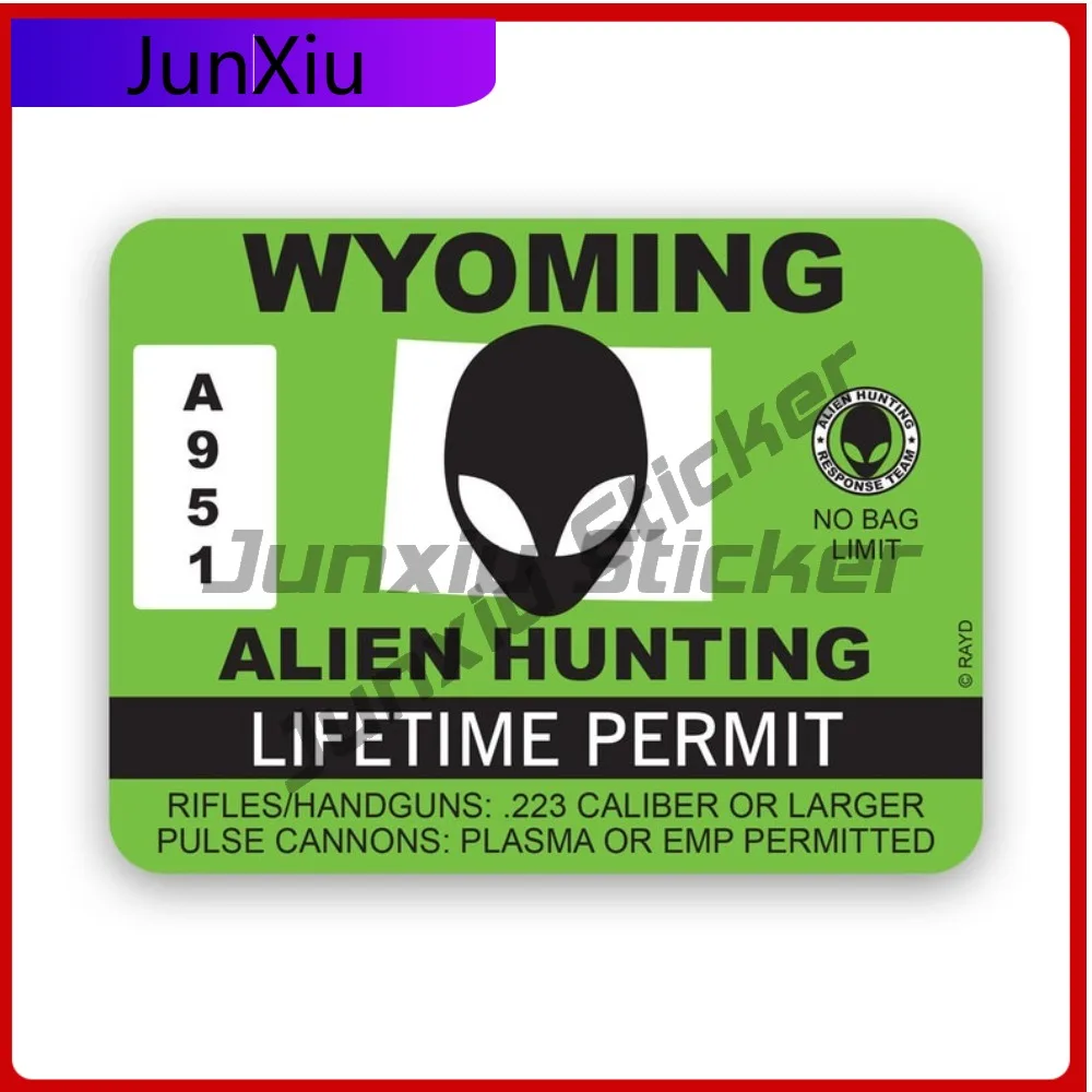 

Wyoming Alien Hunting Permit Sticker Waterproof Cool Laptop Waterproof Vinyl Decal For Mobile Phones Unique Unique Sticker High