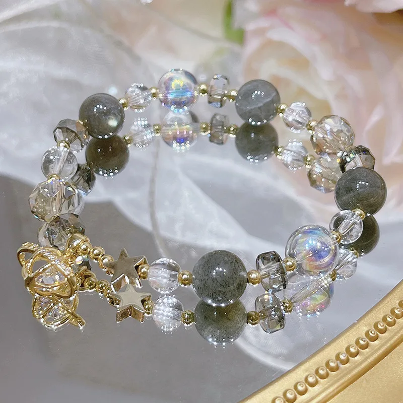 

Новинка 2025 года, блестящие планеты, разноцветные кристаллы, натуральный кварц, рутилированные солнечные камни, браслеты из бисера для женщин, ювелирные изделия YBR647