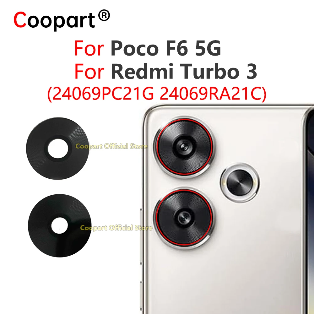 New Rear Back Camera Glass Lens Cover For Xiaomi POCO F6 5G Redmi Turbo 3 Replacement with Sticker