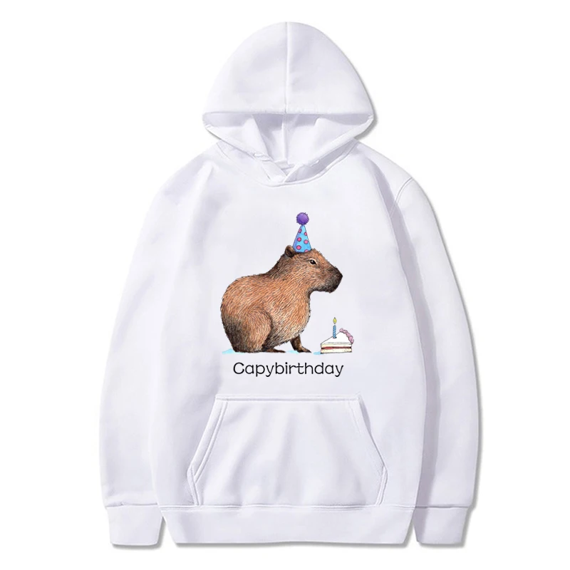 Capybirthday Hoodies Kawaii Capybara Cartoon Graphic Print Unisex Hoody Autumn Fashion Casual Long Sleeves Women/Men Sweatshirt