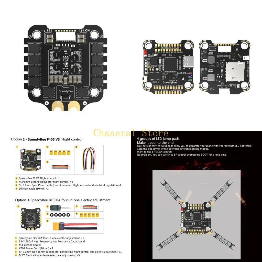 

E7CE Высокопроизводительный регулятор скорости 50A 4 в 1 и контроллер полета 30x30 F4, подходящий для различных стилей полета и