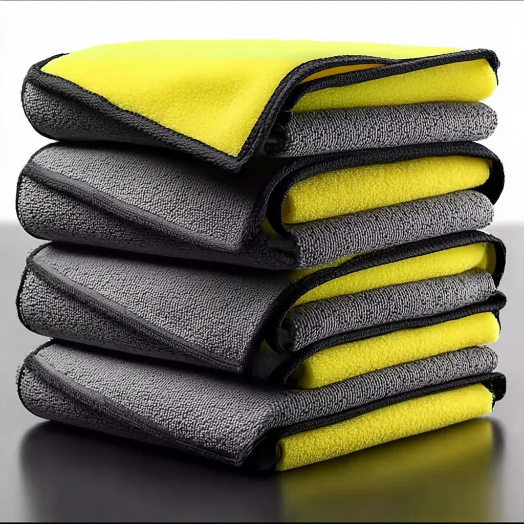 1/2/6Pcs Microfiber Cleaning Towel 30x60CM Car Double Layer Soft Drying Cloth Hemming Car Care Cloth Car Wash Accessories