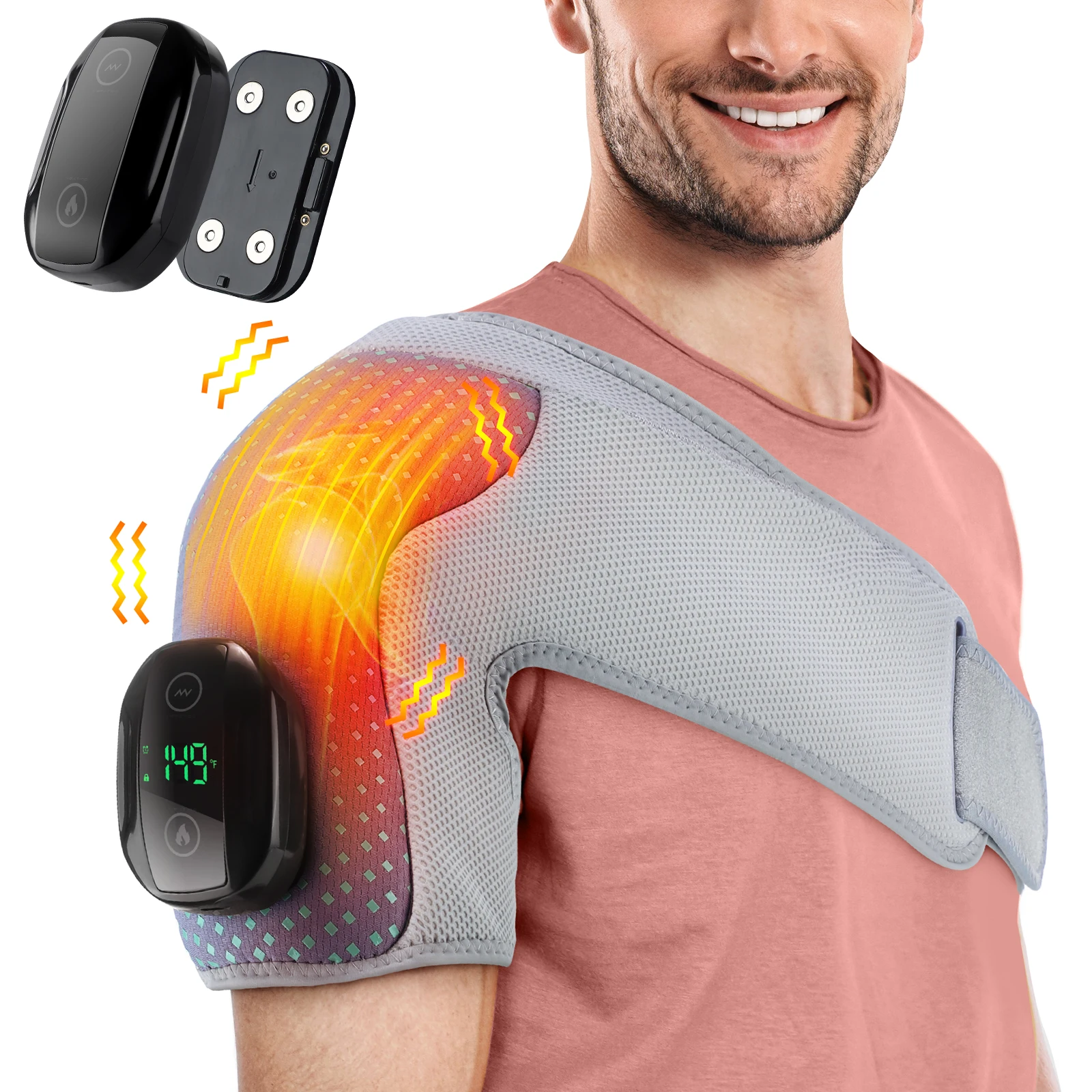 

Electric Heating Pad Cordless Shoulder Massage Support Belt Dual Vibration Muscle Relax Shoulder Thermal Brace Health Care Strap