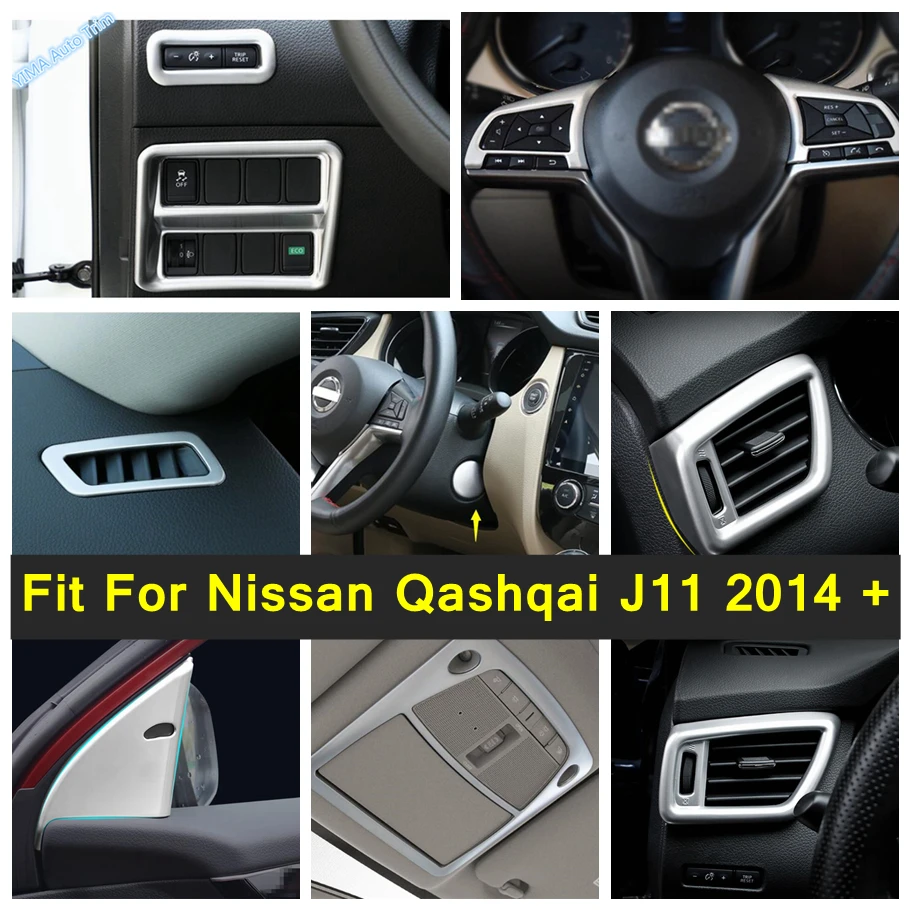 

Fit For Nissan Qashqai J11 2014 - 2020 Interior Refit Kit Accessories Head Lamp Switch Button / Warning Light Cover Trim Matte