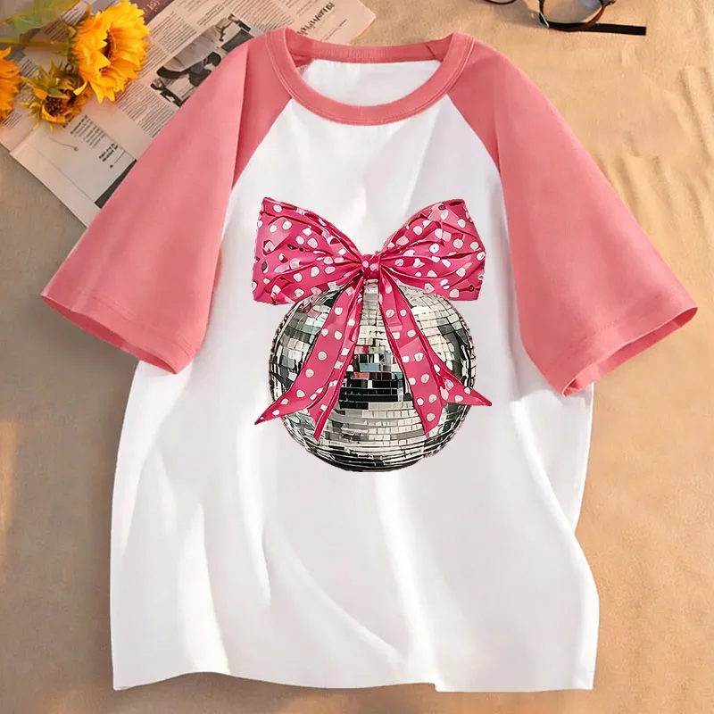 Schönes bedrucktes T-Shirt mit Schleifen-Design für Kinder, T-Shirt für Jungen und Mädchen, Sommer, Frühling, lässiges Top-T-Shirt