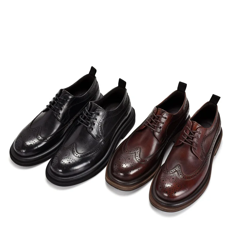 

Handmade Design Business Formal Oxford Shoes Wedding Groom Shoes Brock Carved Mens Genuine Leather Retro Breathable Casual Shoes