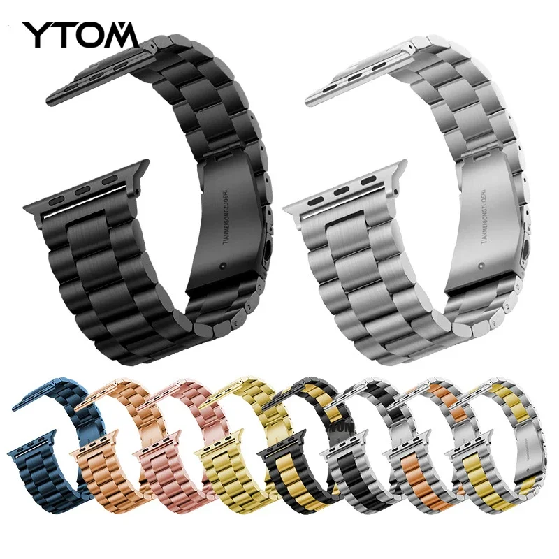 YTOM Watch Band Business Stainless Steel Metal Watchband for iWatch Strap Ultra SE Series X  9 8 7 6 5 4 Men & Women 49 45 41mm