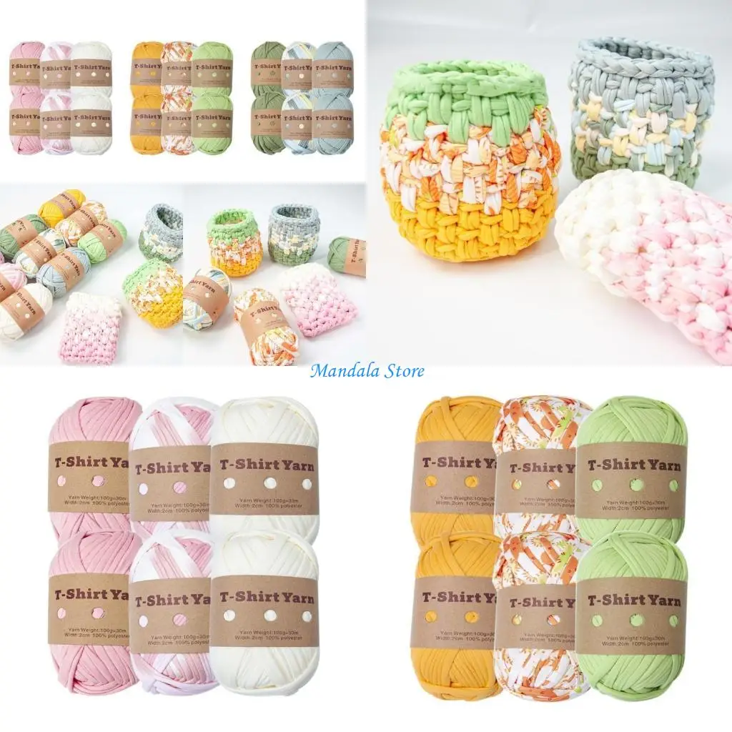 

U2JC DIY T-Shirt Yarn Bundle Set Handmade Weaving Fabric Strips for Hand DIY Bag