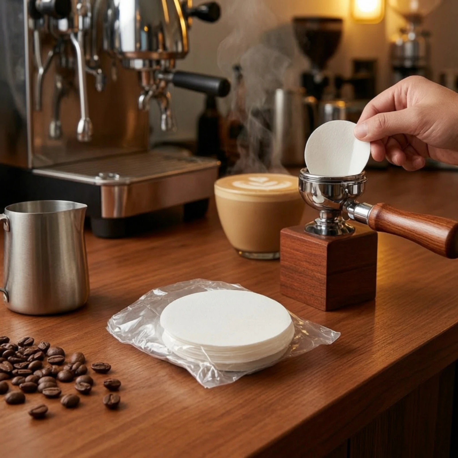 Portafilter Paper Screen Keeps Group Head Clean Espresso Screen Paper Natural Wood Pulp No No Brighteners Agents for Baristas