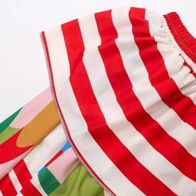 Media falda bohemia de doble capa con estampado de retazos para mujer, para fiesta en la playa, vacaciones de verano, moda informal, estilo étnico