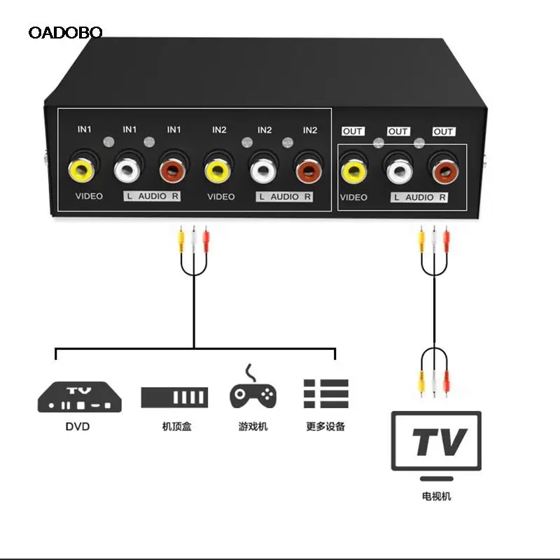 AV switcher binary a AV audio and video switcher 2 into 1 out of 1 TV set-top box 2