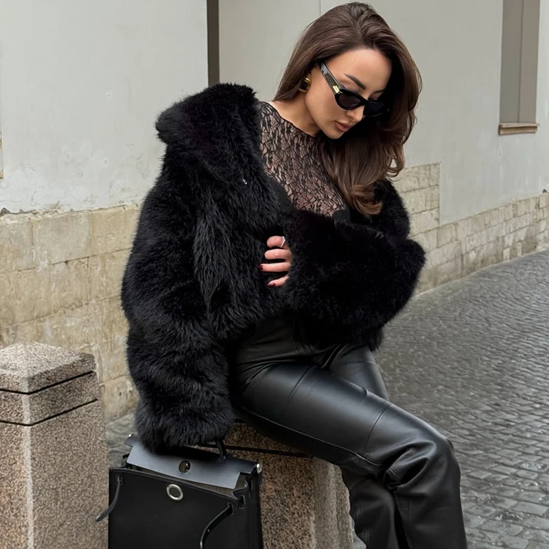 Tornova 2025 Winter Lulicore Fashion White Faux Fur Coat Women