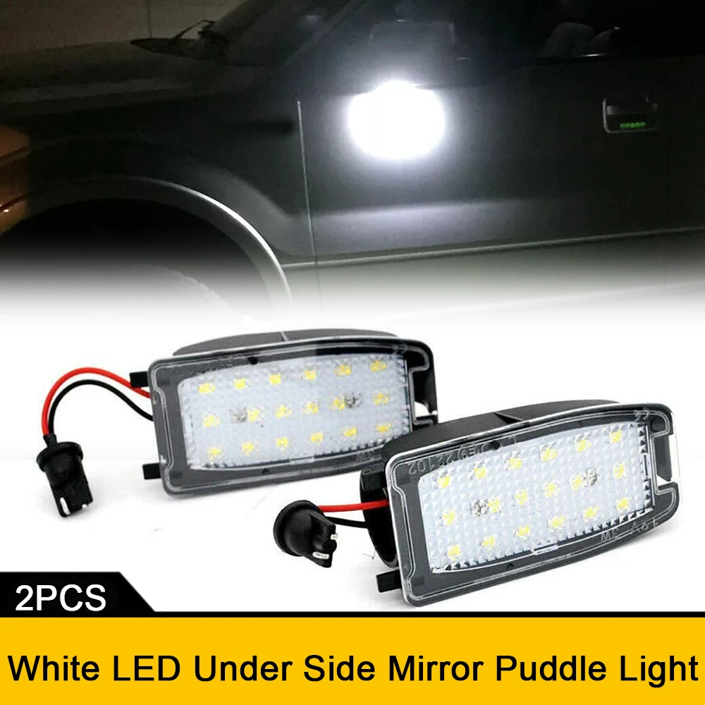 

White LED Under Side Mirror Puddle DRL Lights For Volvo S60 S80 V70 XC70 XC90 Land Rover Freelander Discovery Range Rover Sport