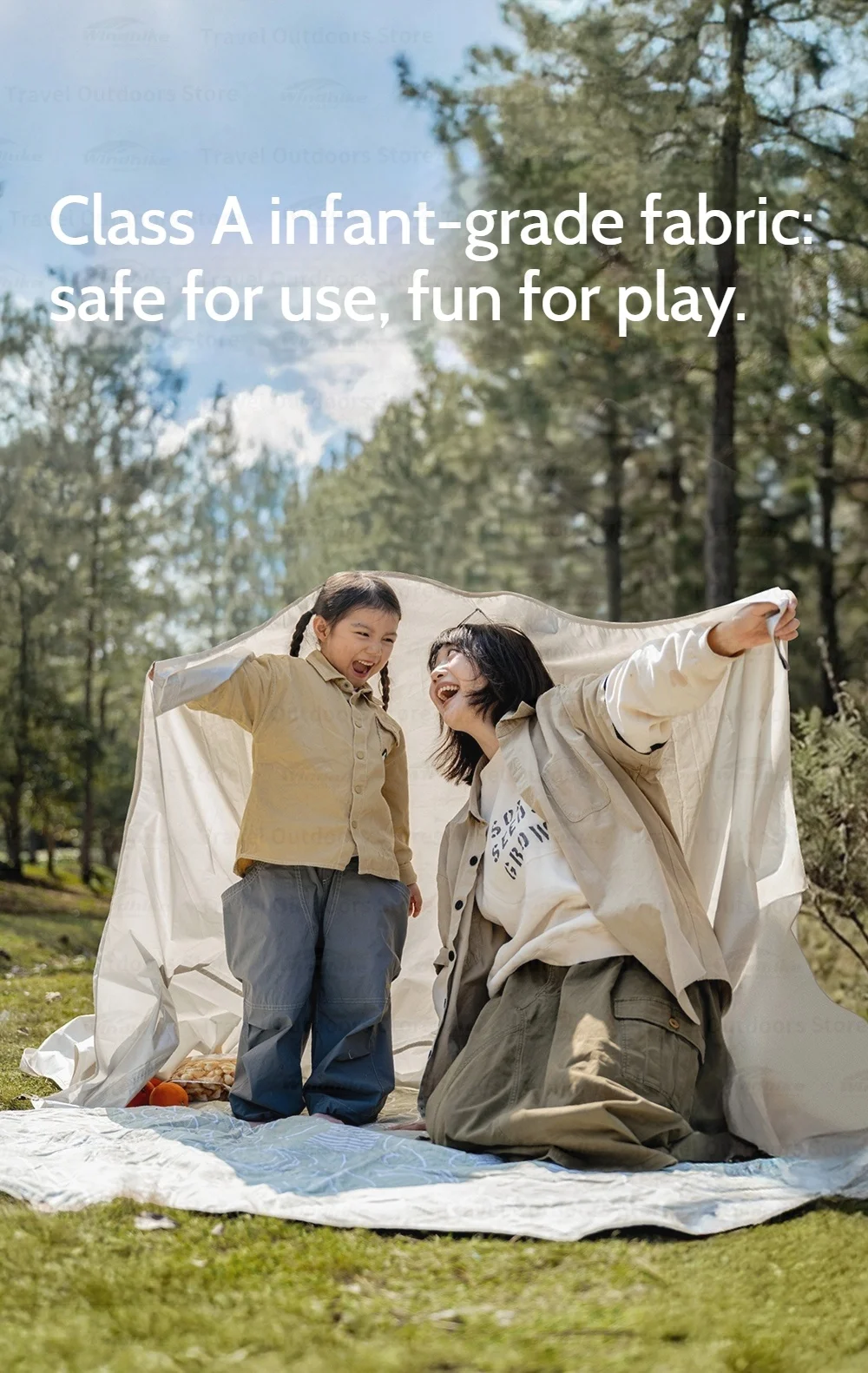 Naturehike Kabi Schnellöffnungs-Zelt für 4 Personen Klasse A Babyfreundlicher Stoff Silberbeschichtet Wasserdicht für Outdoor-Familien-Camping Park – Detail 6