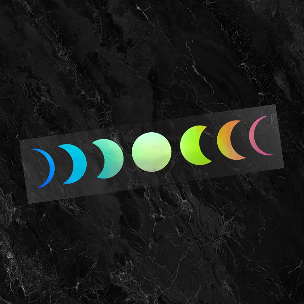 1pc Lunar Phases of the Moon Car Decal Compatible for Windows, Bumper, Motorcycle PET Reflective Sticker with Moon Phase Stages