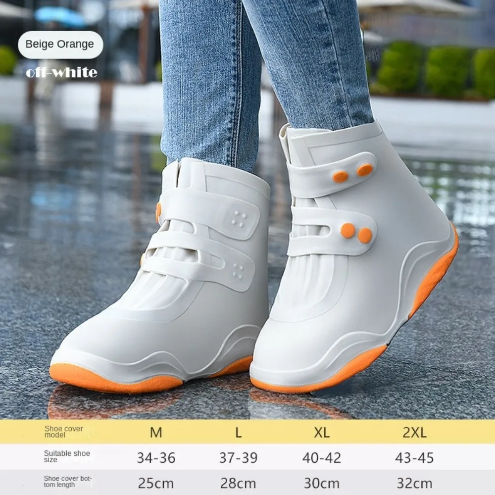 1 Pair Anti Skid Rain Boots Button High Elastic Waterproof Silicone Shoes Reusable Durable Shoe Covers Unisex