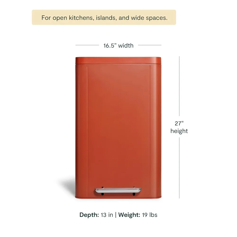 45L Rectangular Step Trash Can Stainless Steel Kitchen Waste Bin