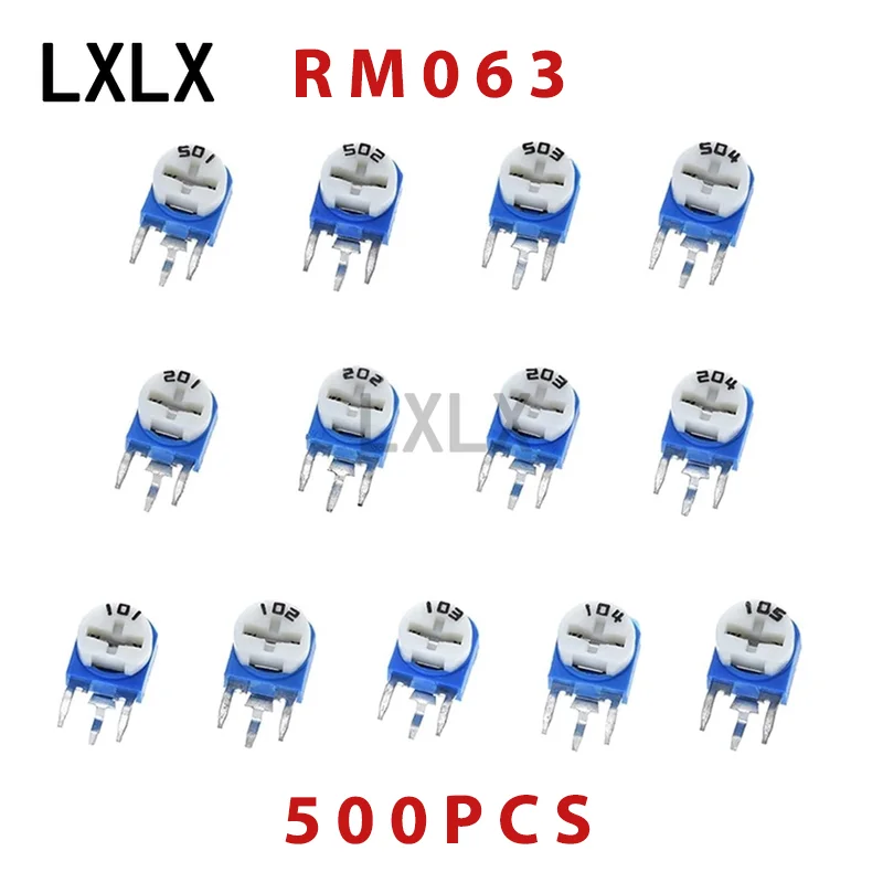 500PCS RM063 Trimmer Potentiometer Adjustable Variable Resistor 100R 200R 500R 1K 2K 5K 10K 20K 50K 100K 200K 500K 1M