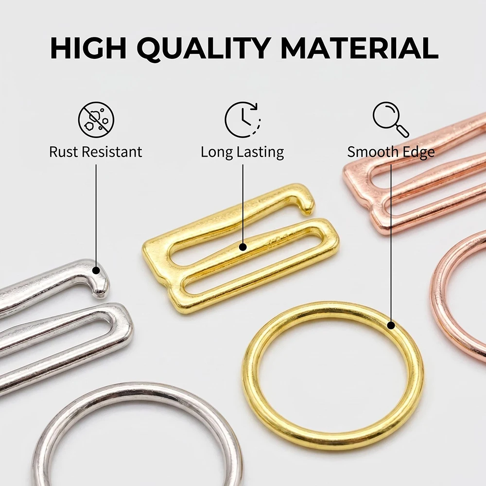 100 Stück 6mm~25mm Metall-BH-Ringe und -Schieber, Riemenversteller, Schnallen, Unterwäsche-Schieber, Ringclips zur Lingerie-Verstellung – Detail 4