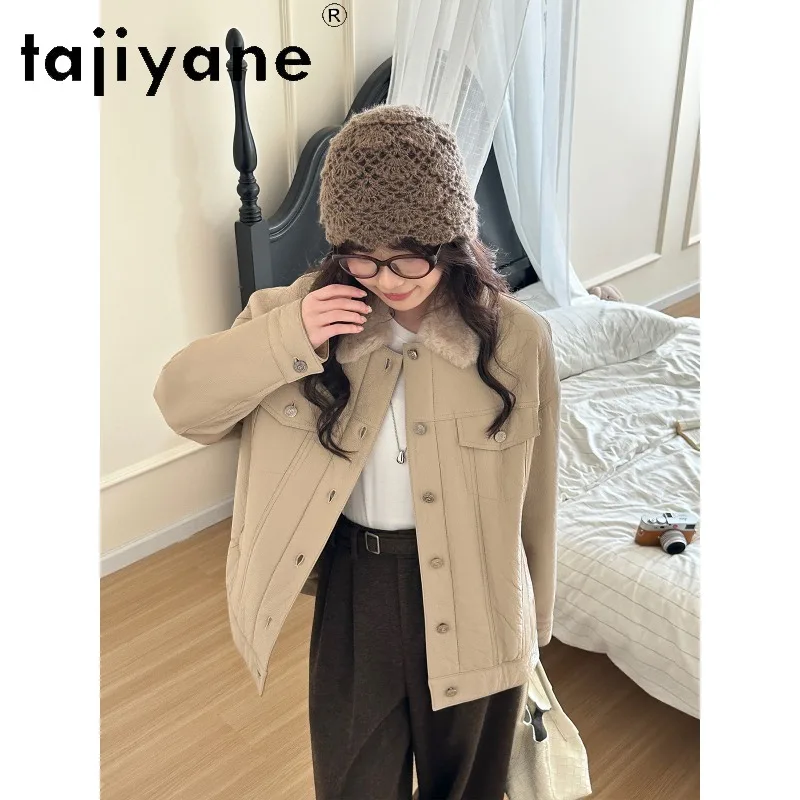 TAJIYANE High Quality Merino Sheep Shearling Fur Jacket Shirt Style Real Fur Coat Woman Outerwear Jackets for Woman Clothing