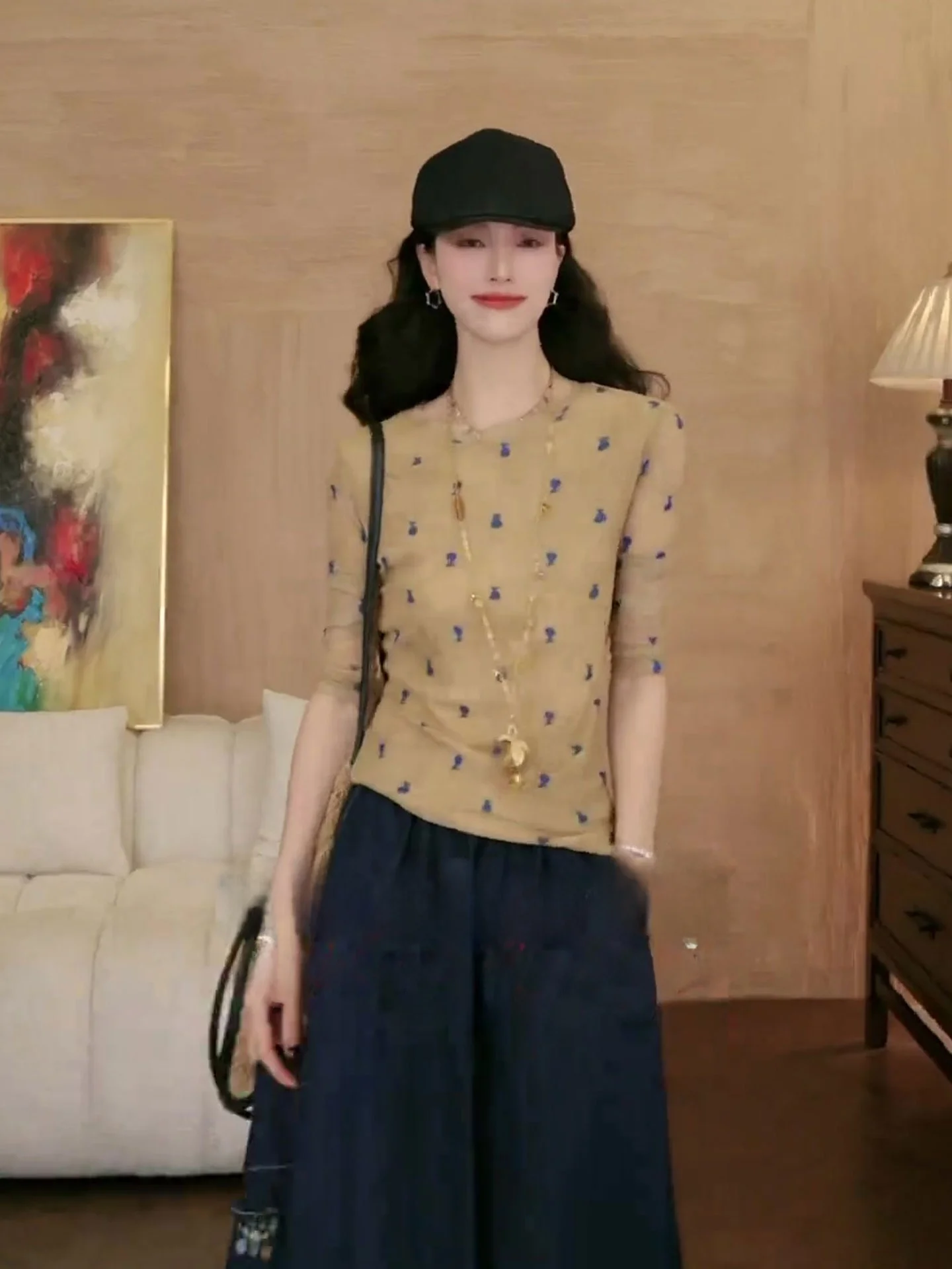 

Женская футболка с длинным рукавом в корейском стиле, прямого кроя, с принтом, повседневная, летняя, модная, с цветными вставками на плечах