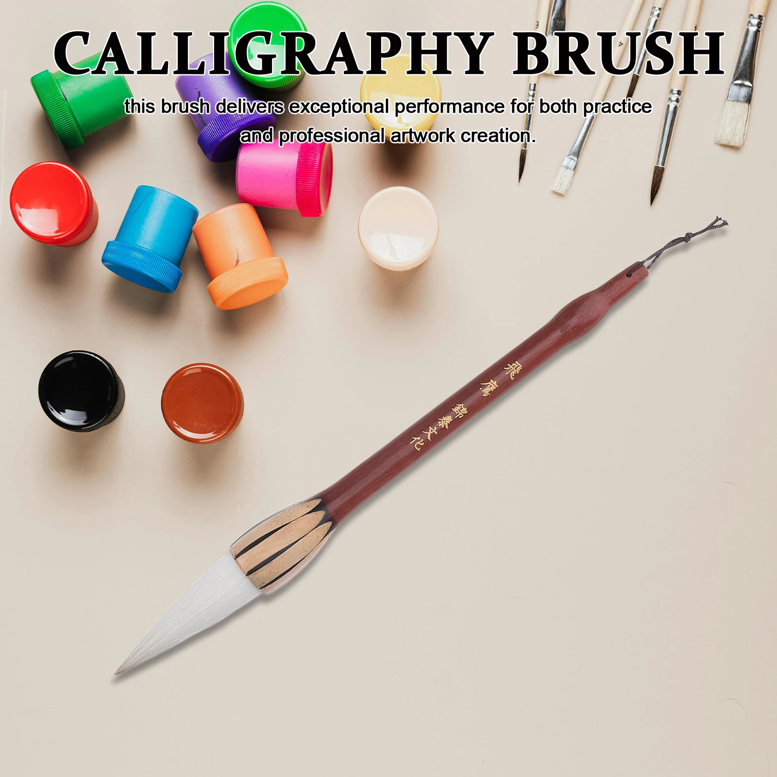 

Premium Chinese Calligraphy Brush Thick Tip Wood Handle Watercolor Ink Pen Writing Drawing Traditional Painting Practice