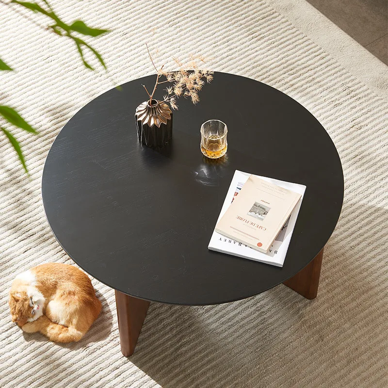 

Журнальный столик в скандинавском стиле в стиле ретро из цельного дерева для гостиной, дома, круглый, простой, современный, для творчества