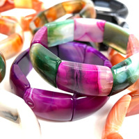 Botswana blue Agates Long Bracelet For Women Men White Red Agates Cube Beads Bangles Fashion Reiki Jewelry Gift