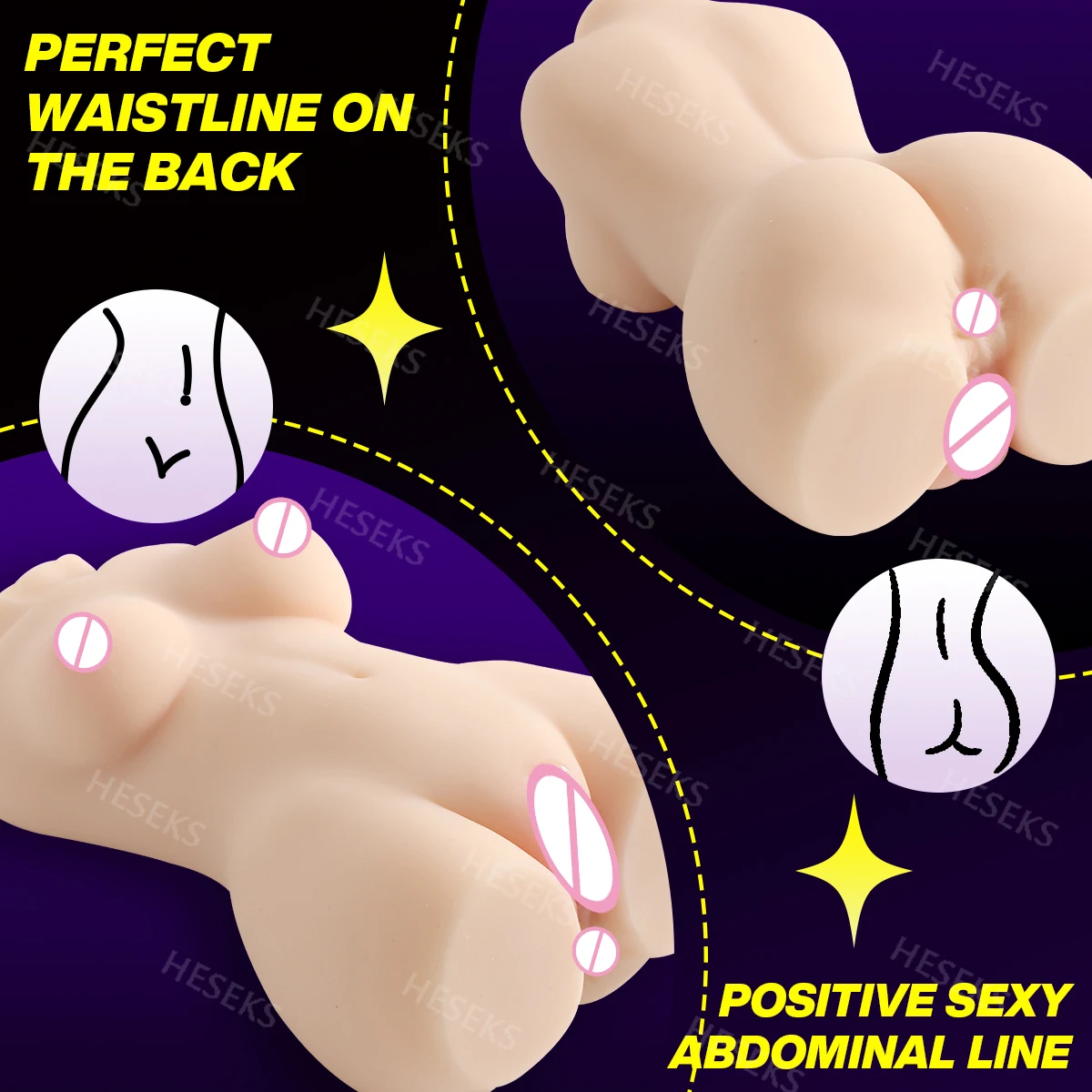 HESEKS Realistic Male Masturbation Sex Doll Love Dolls Silicone Vagina Anal Dual Channel Sexy Big Ass Boobs Sex Toys for Men