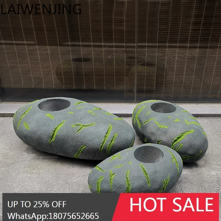 HLZ European Style Glass Fiber Potato-Shaped Stone Floor Vase Mall Courtyard Floral Decoration