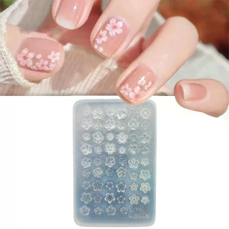 1Pc Silicone Nail Art Mold 3D Relief French Style Five-Petal Flower Template Manicure Decoration Tool