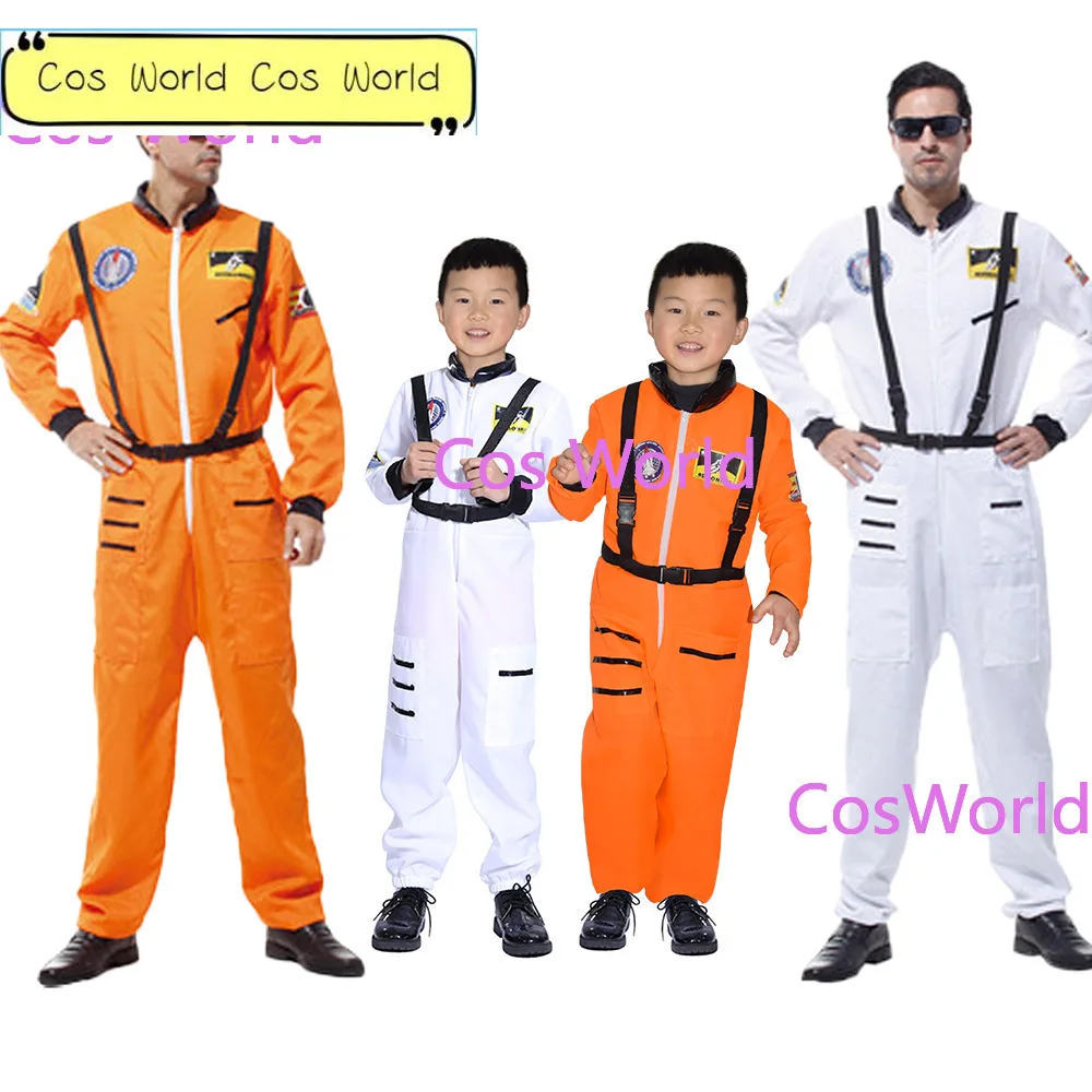 

Astronaut Cosplay Costume Space Astronaut Flight Suit Women Men Blue Full Body Jumpsuit with Zipper Carnival for Adults Kids