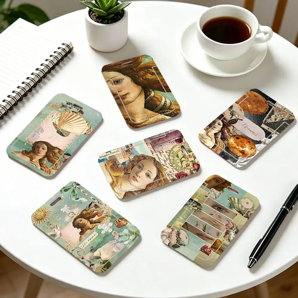 Art Paintings The Birth Of Venus Clear ID Card Holder Lanyard Neck Strap Badge Case Door Credit Card Protector Daily Gift