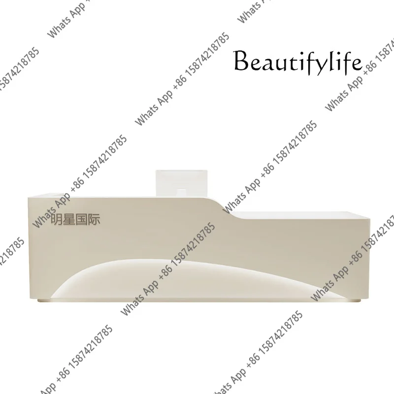 X40 Simple Modern Beauty Salon Checkout Page Nordic Solid Wood Baking Paint Reception Front Desk Customization