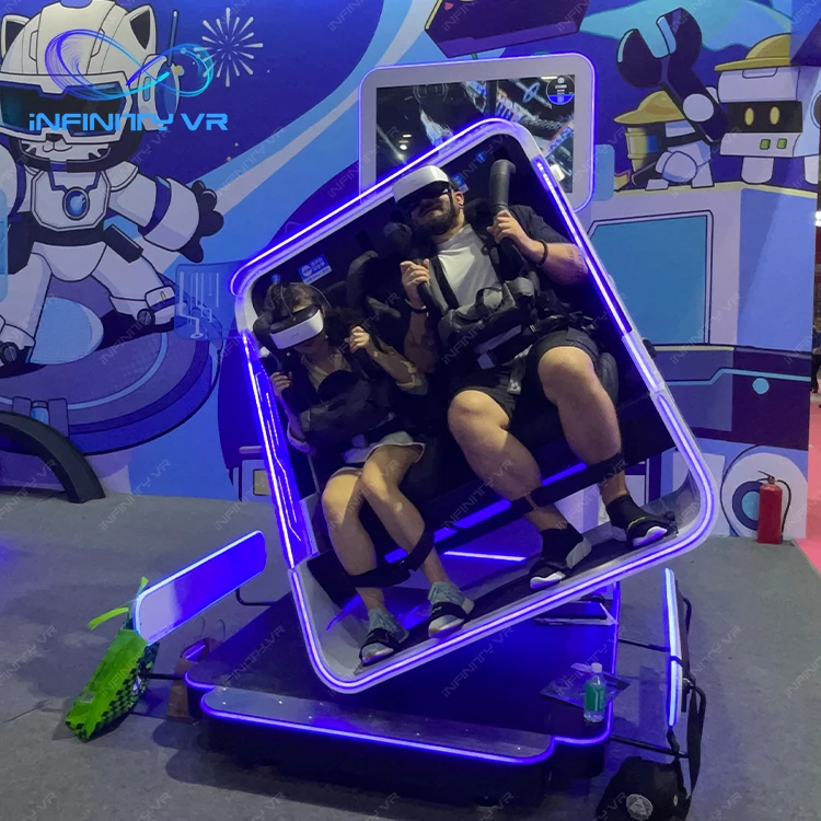 สวนสนุกสนุกง่ายเด็กและผู้ใหญ่ผู้เล่นคู่ 360 องศา VR Rolling Rotation Coaster เกมเครื่อง