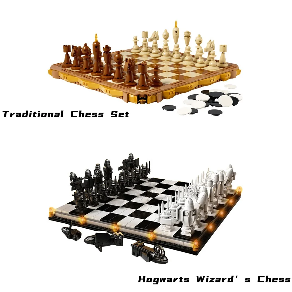 Traditional Chess Hogwartwizard Chess Model Bricks 40719 76392 Building Blocks Board Game Sets Kids Toys Birthday Gifts for Boys